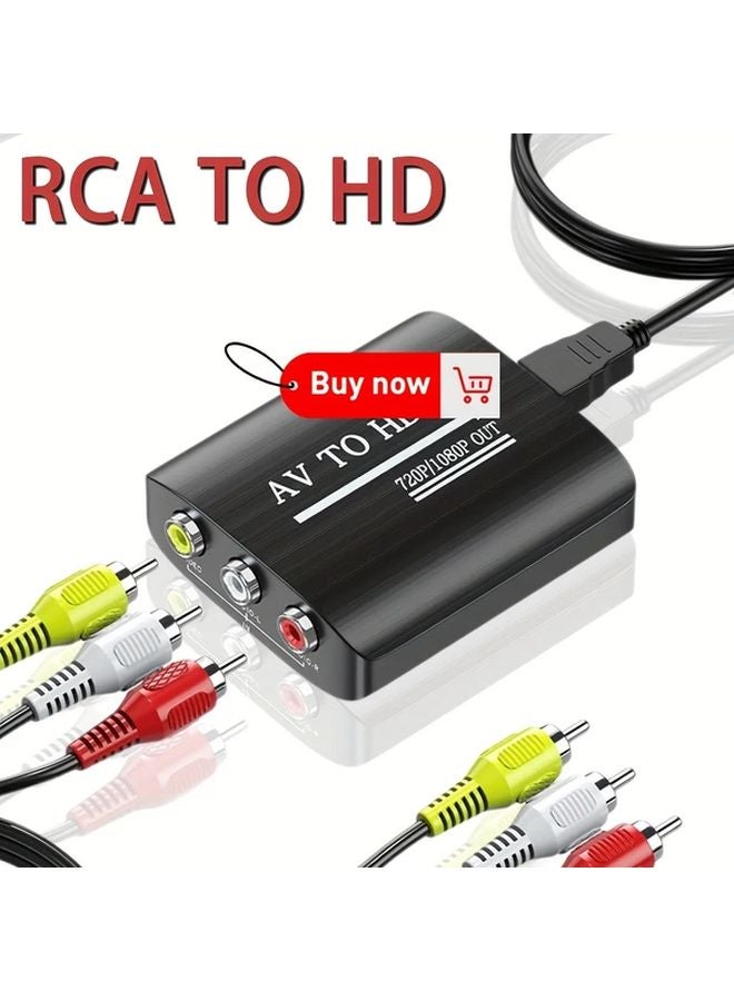 محول AV الأسود إلى HD محول RCA إلى HDTV للتلفزيون والكمبيوتر الشخصي وPS3 وجهاز الاستقبال STB وXbox ومشغلات VHS وVCR وDVD - Image 1